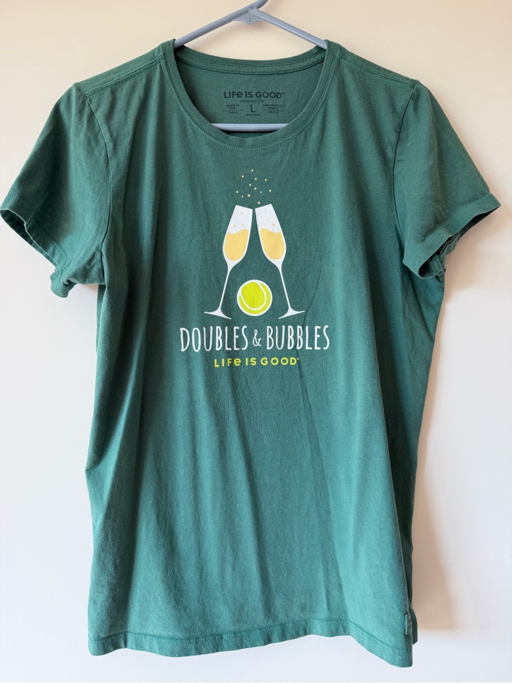 Life is Good Doubles & Bubbles Tennis Graphic Tee L